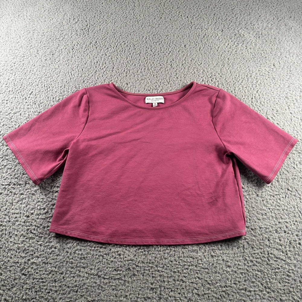 Ripley Rader Shirt Womens M Pink Viscose Nylon Crewneck Cropped Stretch Tee USA